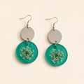 Handmade Aqua Botanical Drop Earrings | Pressed Flower Resin & Silver Statement Earrings